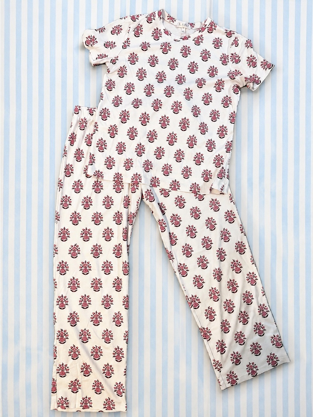 LAKE Floral Pajama Set - Short Sleeve Top & Pants